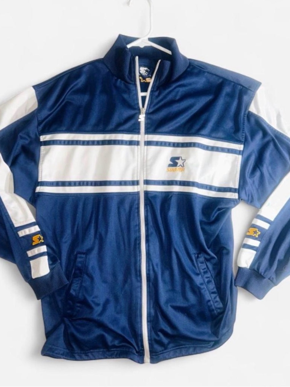 STARTER Navy and White Zip-Front Track Jacket